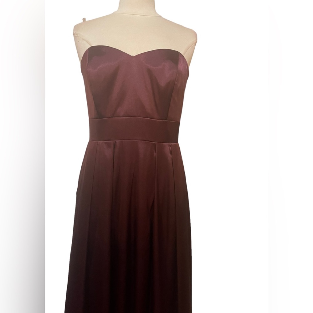 - - Red Sweetheart Strapless Pleated Red  Skirt Dress with Pockets